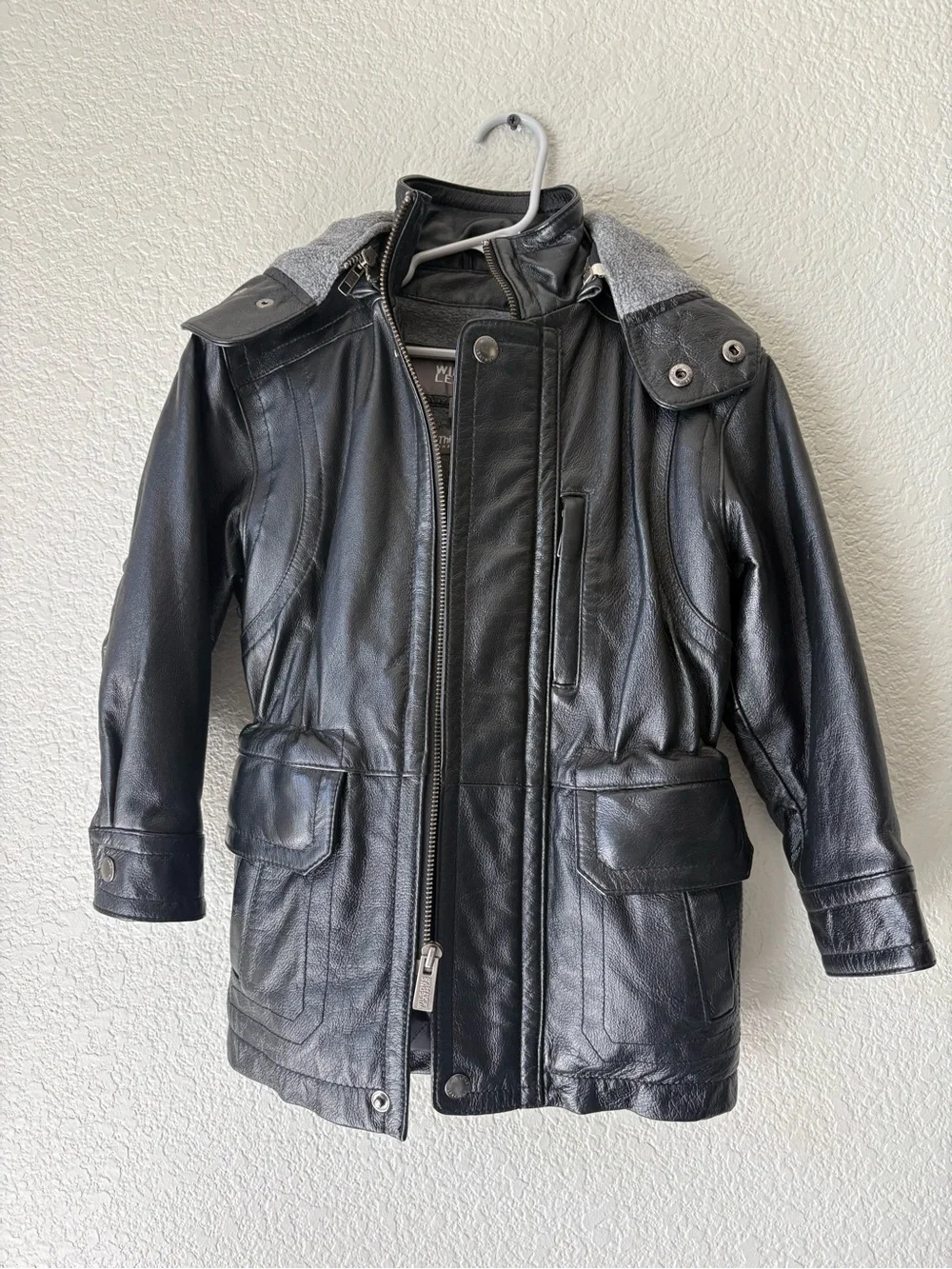 Wilsons Leather kids jackets with detachable hood